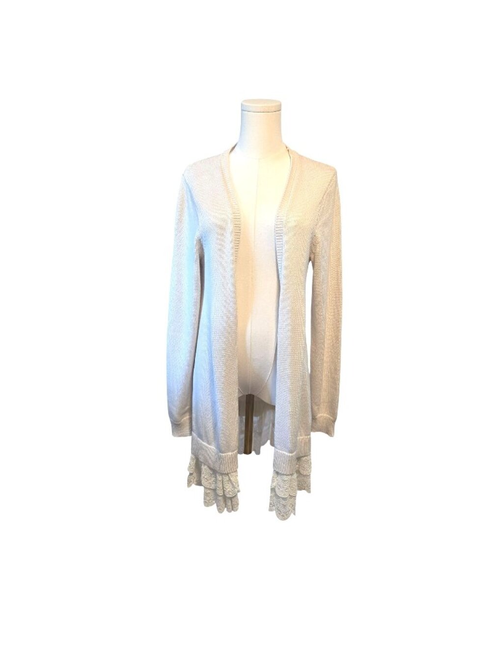 Matilda Jane Open Front Cotton Cardigan Lace Hem Sweater Size Medium